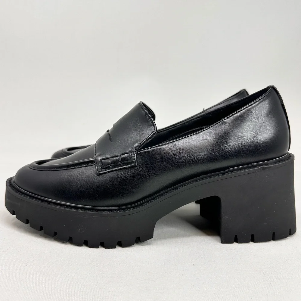 Women's Black Loafer Heels - Picture 11 of 13